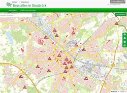  Aus dieser Karte gehen die derzeitigen Baustellen auf Osnabrücker Stadtgebiet hervor. © für Abbildung: PR; Quelle: Webseite Stadt OS
