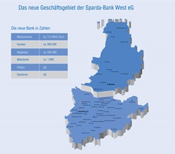 Das neue Geschäftsgebiet der Sparda-Bank West eG umfasst fast ganz NRW und geht bis zu den ostfriesischen Inseln. © PR; Sparda-Bank